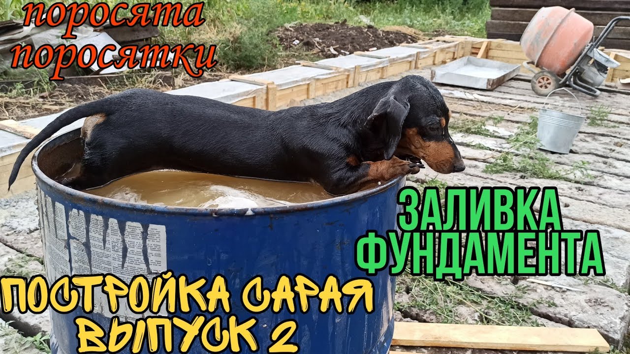 Стройка сарая. Заливка фундамента.