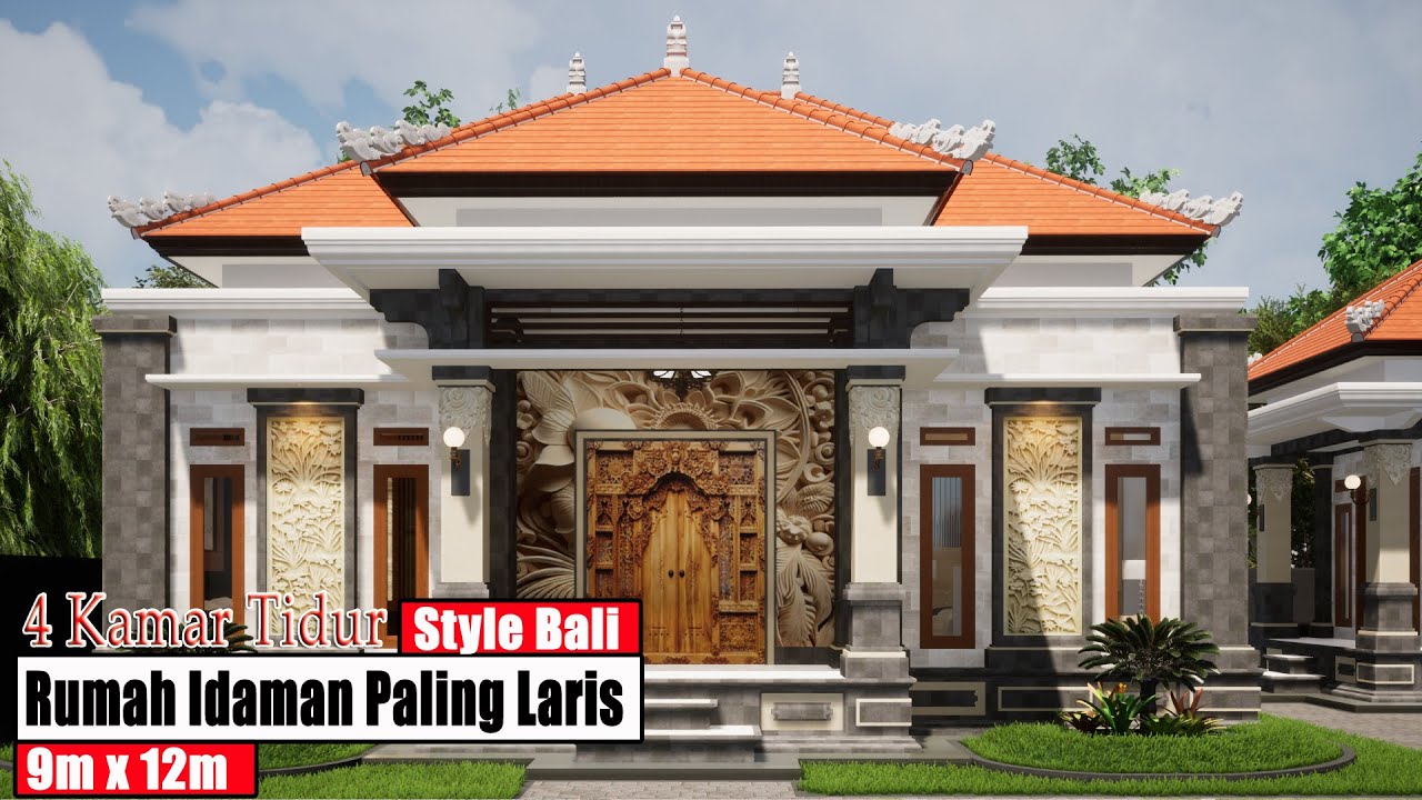 Desain Rumah Style Bali Minimalis 9m x 12m Paling Laris