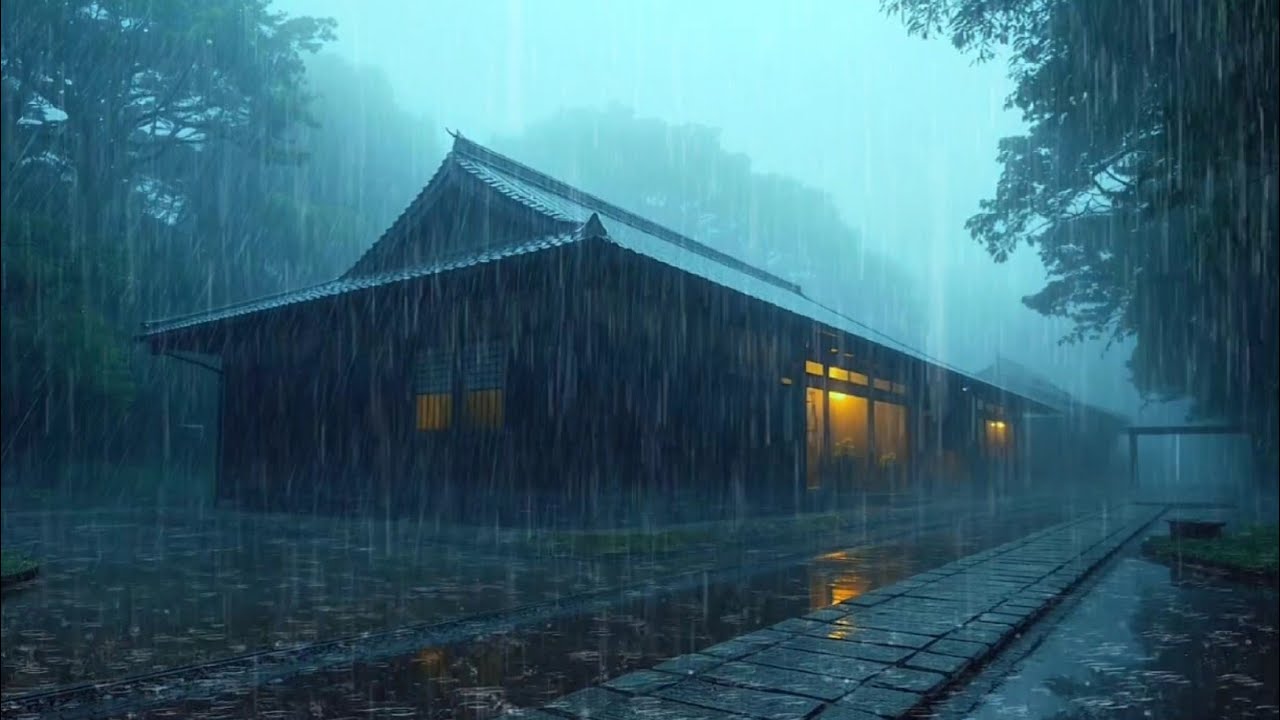 Dark Forest Rain 🌲 | Peaceful Cabin Glow for Rest and Better Sleep💤