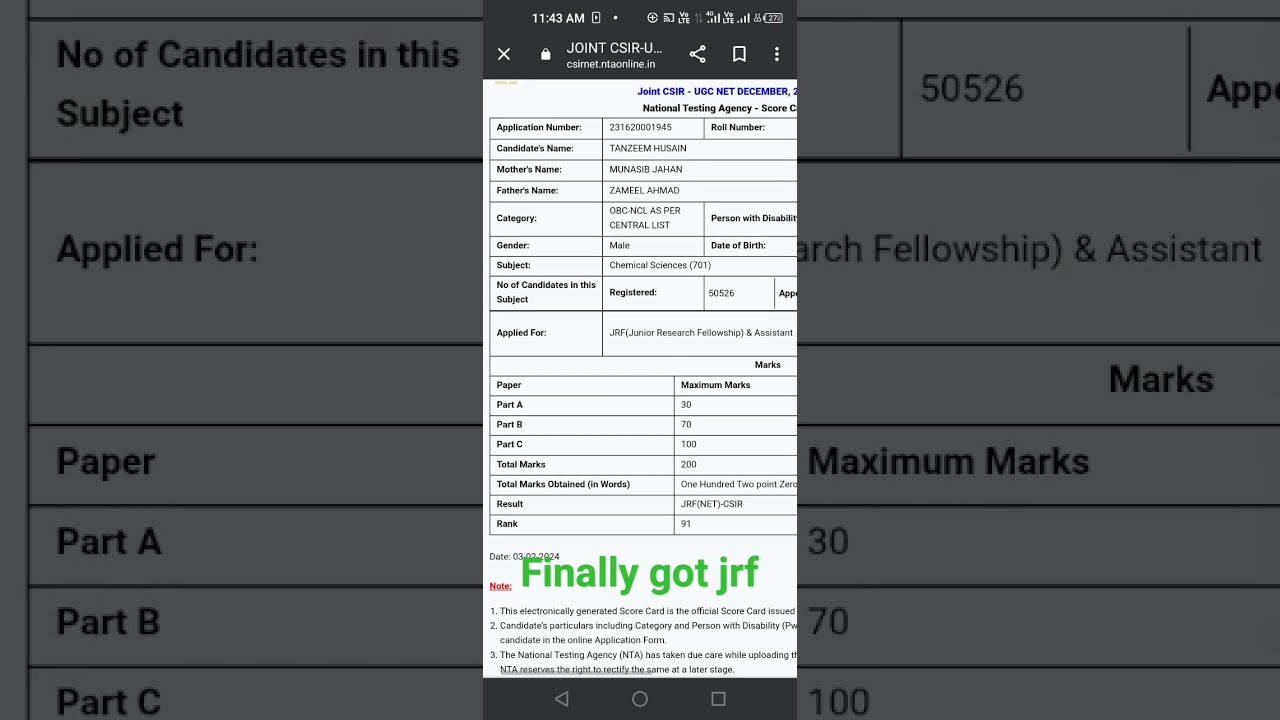 ####Csir ugc net result 2023 Dec#selected as  JRF#chemical science###csir@scorecard with rank###&&hearts;️