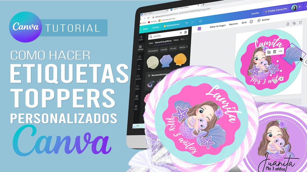 Como hacer ETIQUETAS  REDONDAS CON CANVA 2023! Paso a Paso MUY FÁCIL