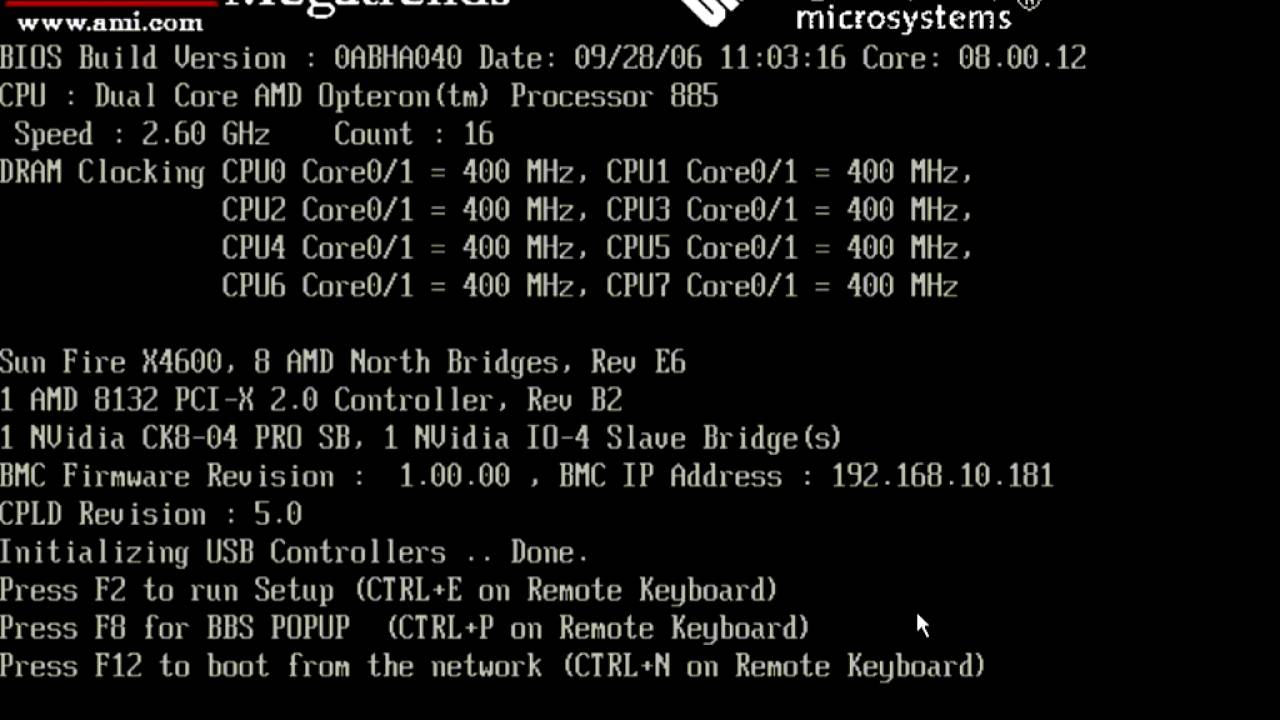 Sun Fire X4600 POST & Windows 2003 Datacentre Full Boot