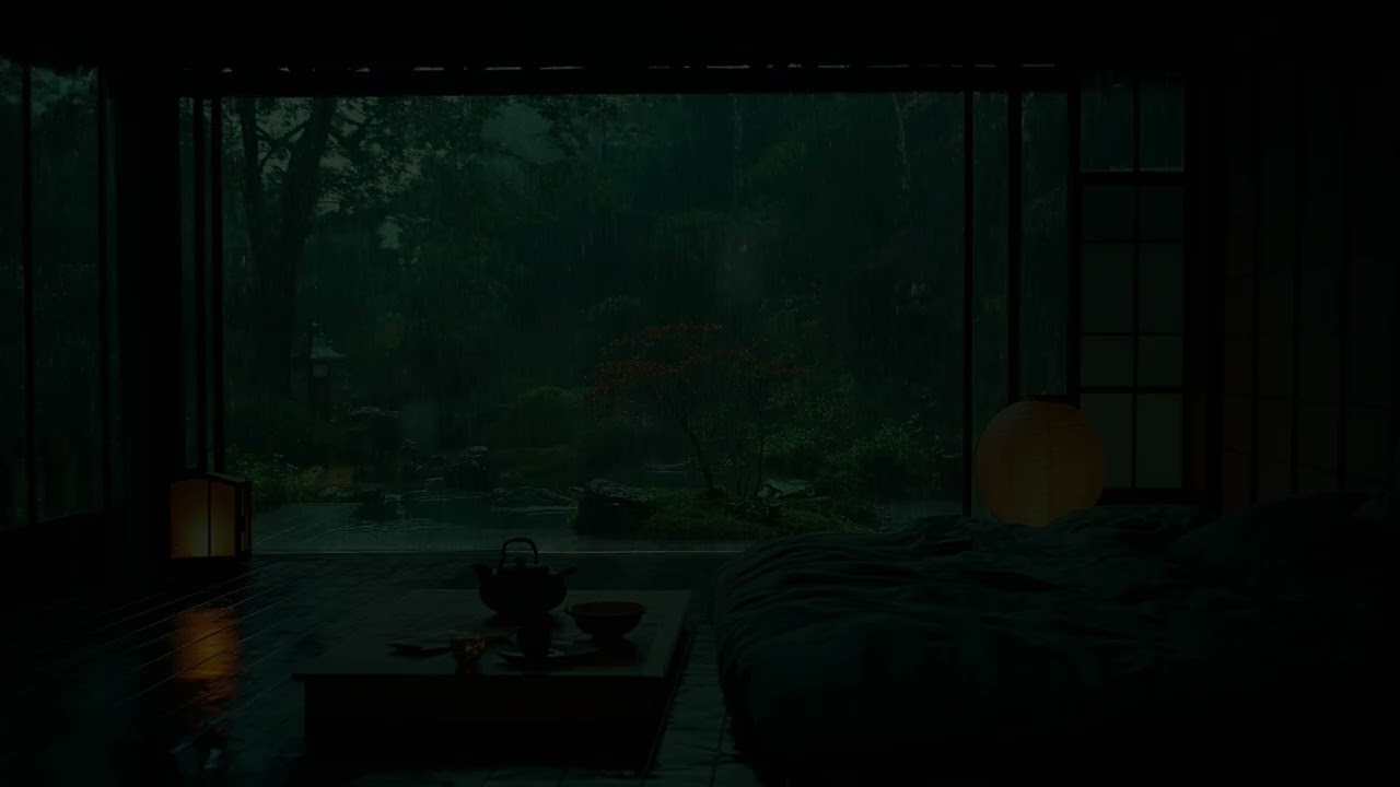 Calming Forest Rain at Night 🌧 No Ads | Quiet Dark Room for Deep Sleep, Relaxation & Meditation