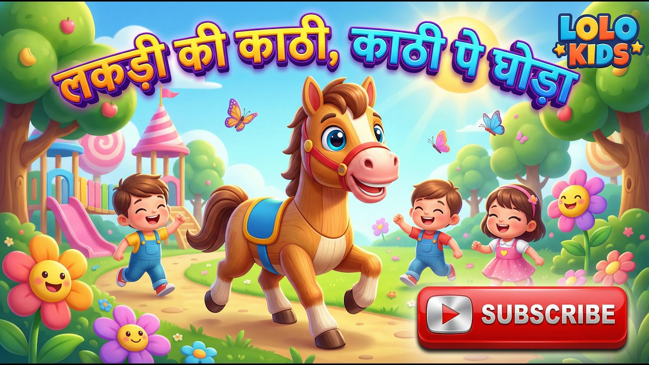 Super Famous Rhyme  Hindi Rhyme Lakdi Ki Kathi | Horse Song लकड़ी की काठी | Hindi | Lolo Kids Hindi