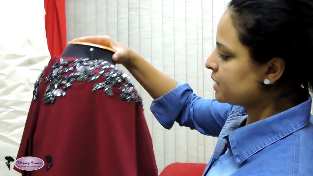 Aplicação de rendas e bordados em pedrarias no vestido de festa 👗 🎊