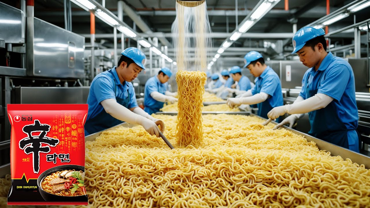 How Korean Ramen Is Made in a Mega Factory | Amazing Food Processing Technology