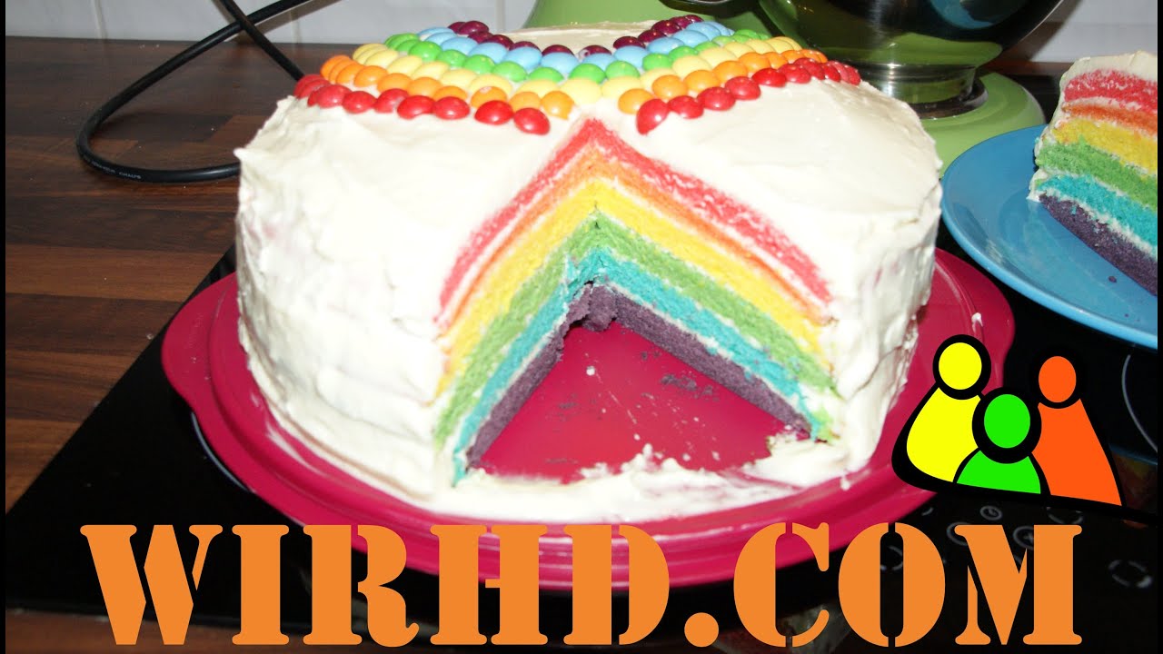 Rainbow Cake Rezept 🎂 Regenbogentorte selber machen (German) Buttercremetorte