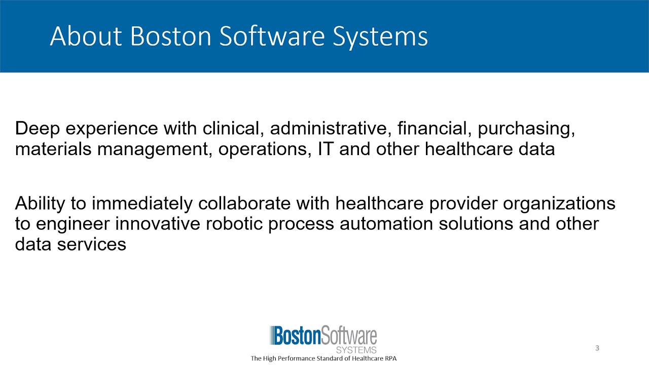 The High Performance Standard in Healthcare Robotic Process Automation   RPA   Boston Software Syste