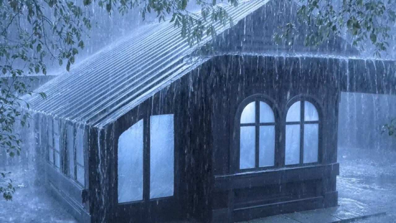 Heavy Rain on Metal Roof Cabin at Night 🌧️ Cozy Forest Storm Sounds for Deep Sleep