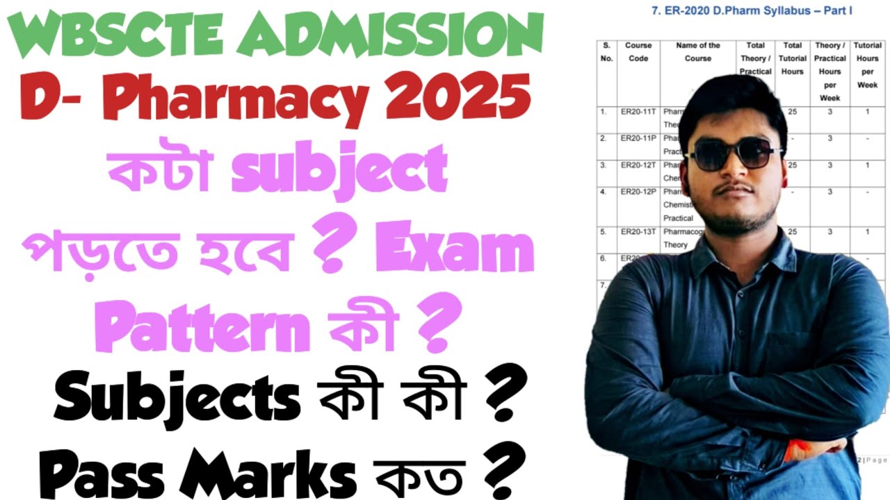 WBSCTE Diploma Pharmacy Syllabus 2025 | D-Pharmacy Syllabus,Exam Pattern,Pass Mark's,Total Subjects