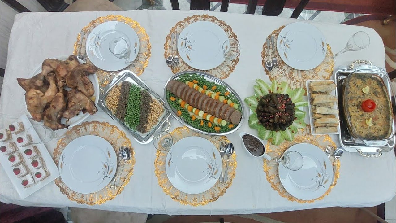 سفرة رمضان عرق لحمه بارده كداب - فراخ صينيه بالفرن-رولات سبانخ -وسبانخ بالكريمه مع ام سمر