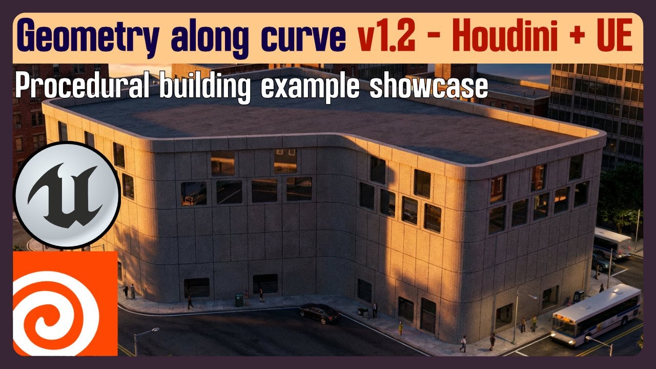 Procedural building with Geometry along curve HDA v1.2 Houdini 21.0+