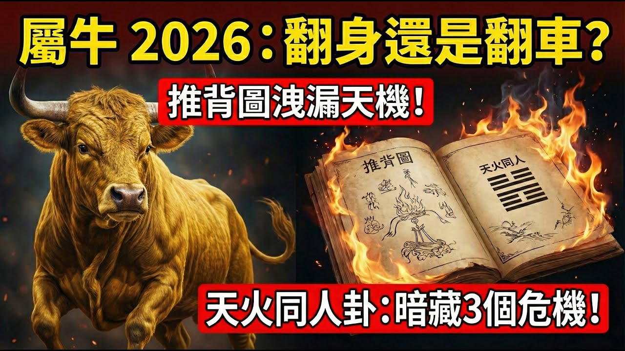 最神準預言！【生肖牛 2026】翻身還是翻車？「天火同人卦」暗藏3個危機！《推背圖》43象洩漏：屬牛人如何在赤馬年逆勢突圍？#屬牛 #2026年生肖牛運勢 #生肖牛 #易經 #推背圖 #赤馬紅羊年