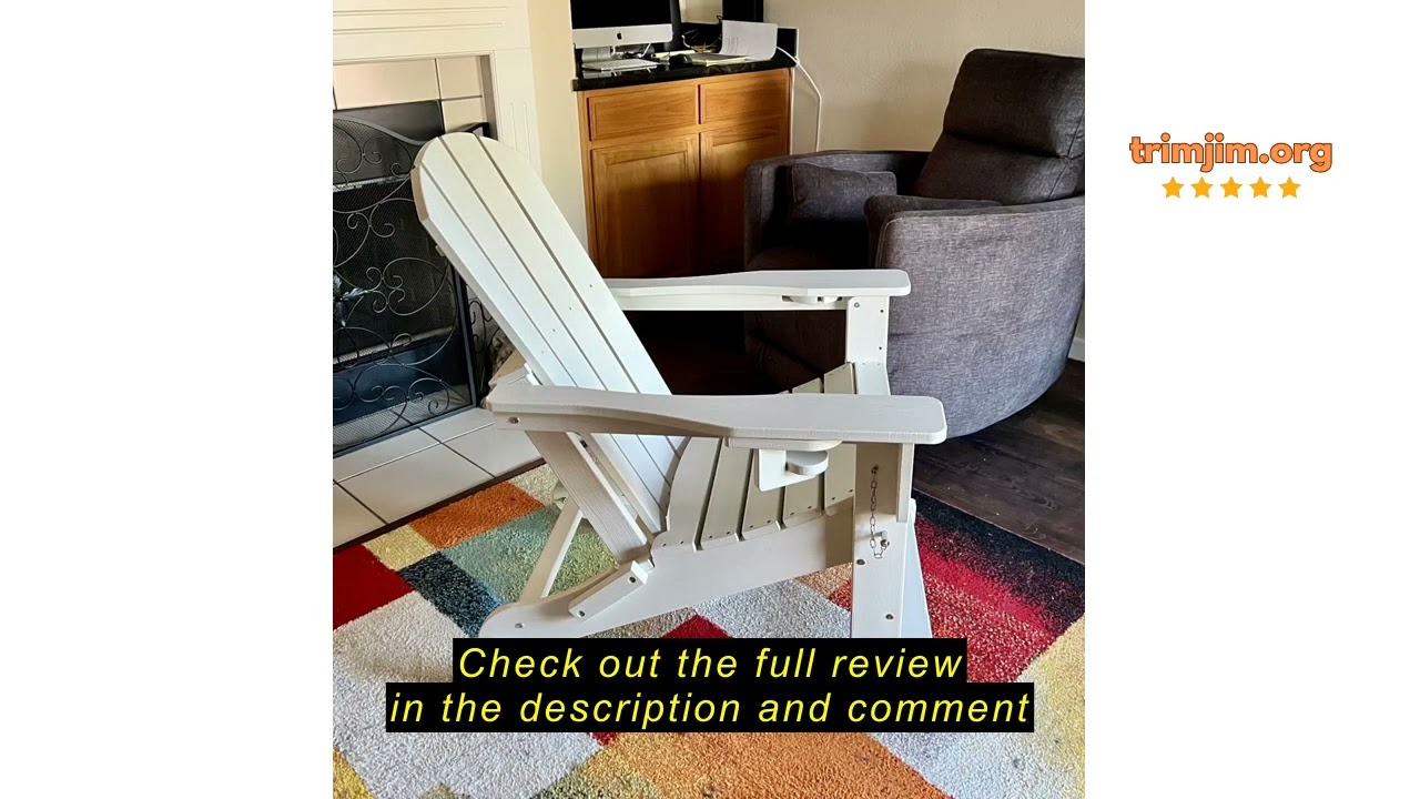 Review KINGYES Adirondack Rocking Chair Set of 2 with Retractable Ottoman and Cup Holders, HDPE Adir