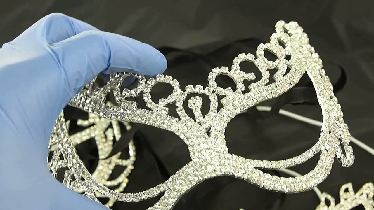 Mask Diamond Crystal Gem Rhinestone Wedding Venetian Masquerade Cake Topper Bling