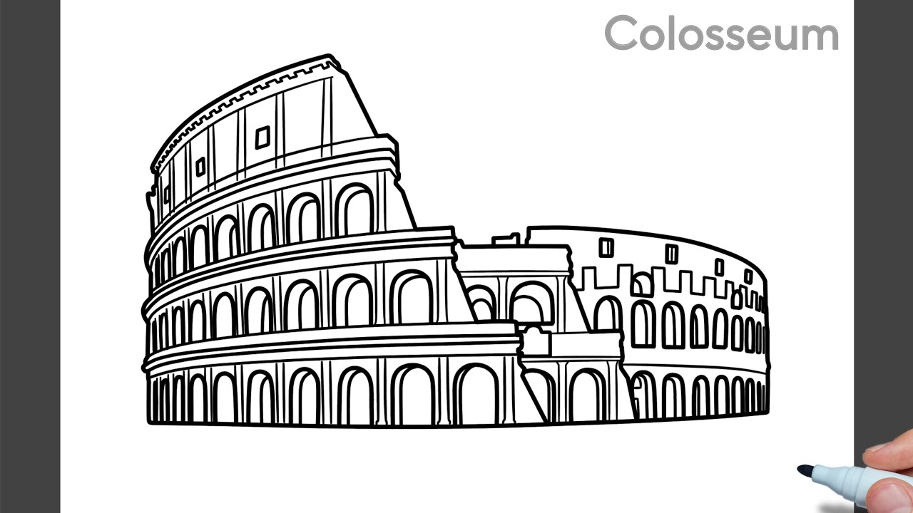 How to draw the COLOSSEUM step by step / drawing Rome colosseum / draw amphitheater