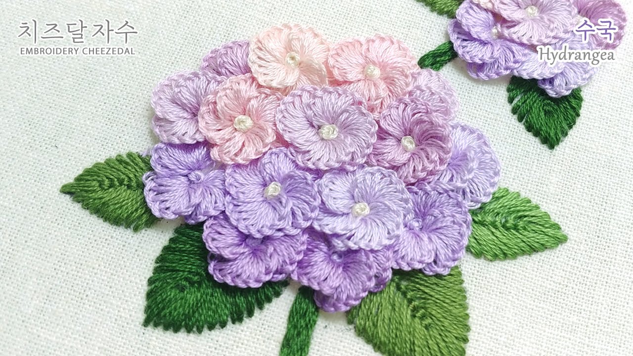 [프랑스자수/CC] 수국 Hydrangea, hand embroidery