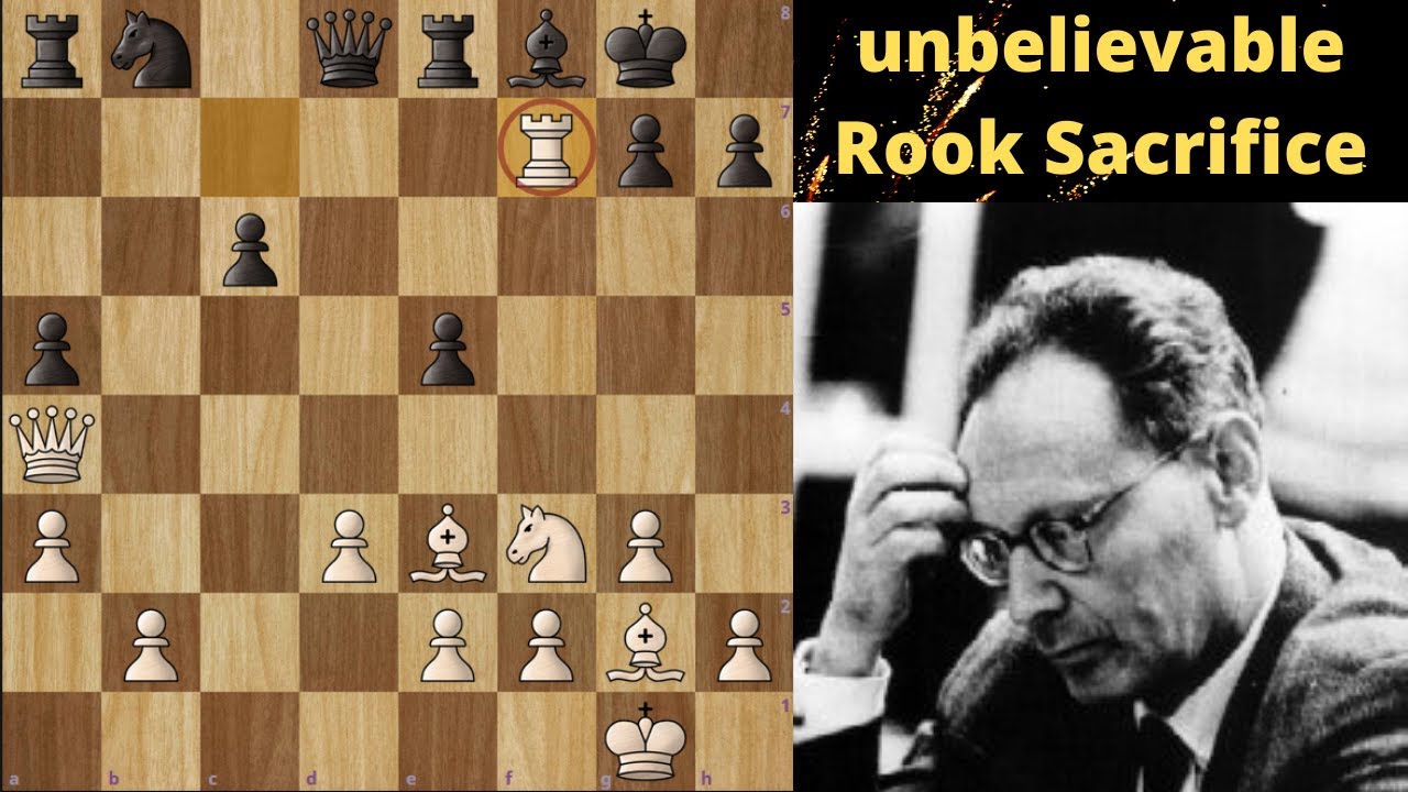 Double Rook Sacrifice by 6th World Chess Champion : Mikhail Botvinnik vs Lajod Portisch