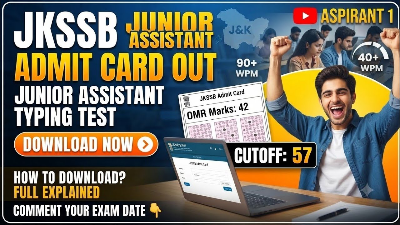 JKSSB Junior Assistant Typing Test Admit Card Released! How to Download?