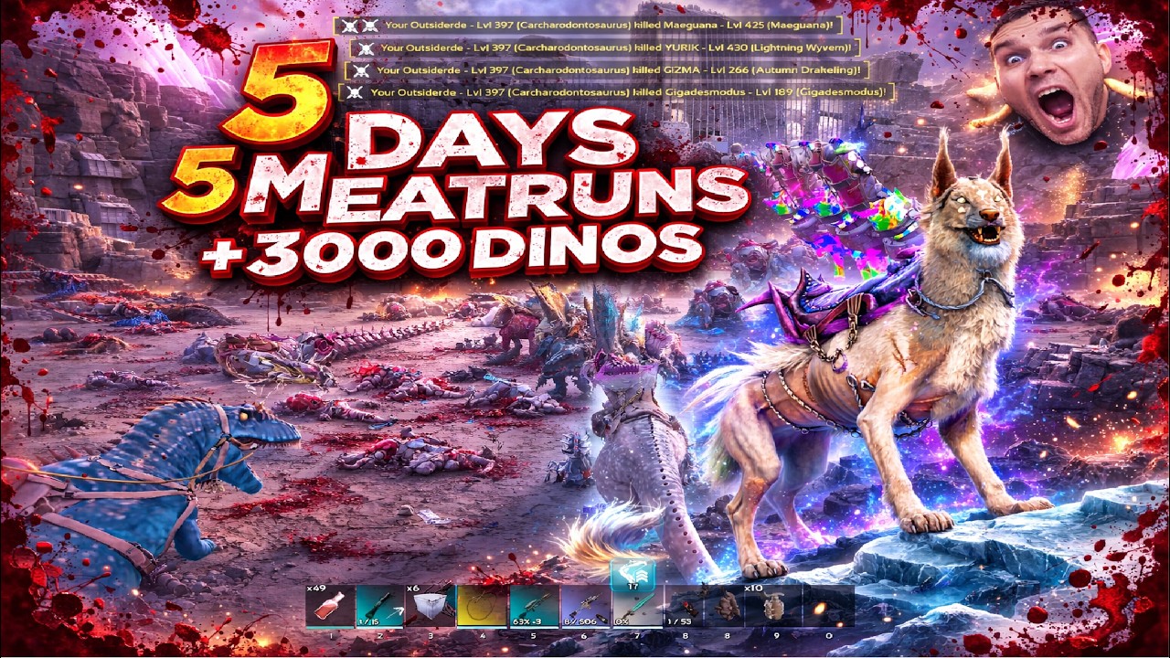 N3 MeatRunning 5 Caves in 5 Days +3000 Dinos Even Mass False Reports Wont Stop Us ! |ARK ASA OFFI X1