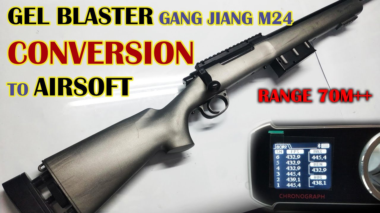 Gel Blaster GANG JIANG M24 Conversion to Airsoft | Test Chrono