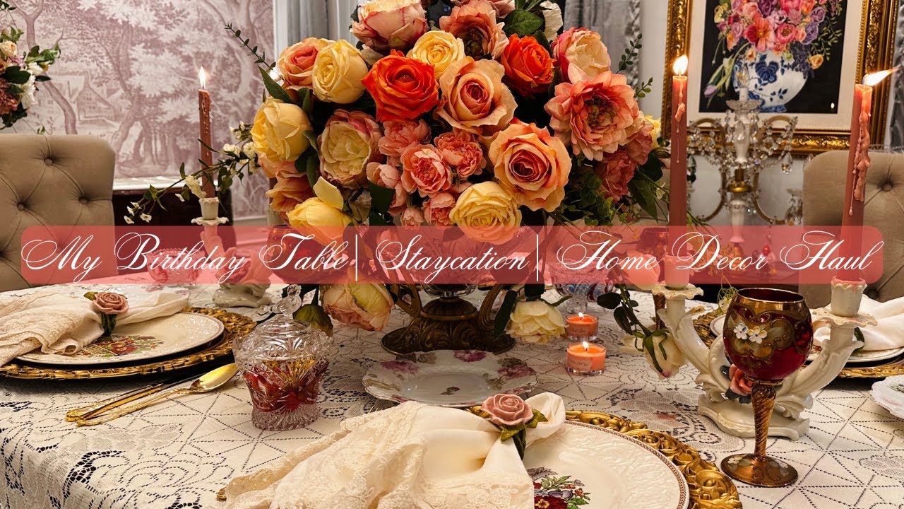 Tablescape Feat. Thrifted Murano & Porcelain Candleholders & Lace-trimmed Napkins | Home Decor Haul