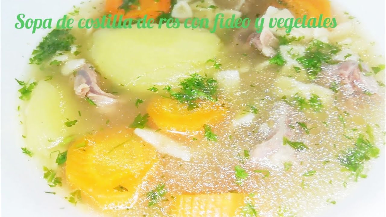 SOPA DE COSTILLAS DE RES CON FIDEOS   🇪🇨Delicias de Fatima