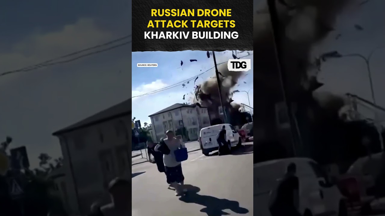 #watch | Russian drone strikes Ukrainian building in Kharkiv | #russiaukrainewar #shorts