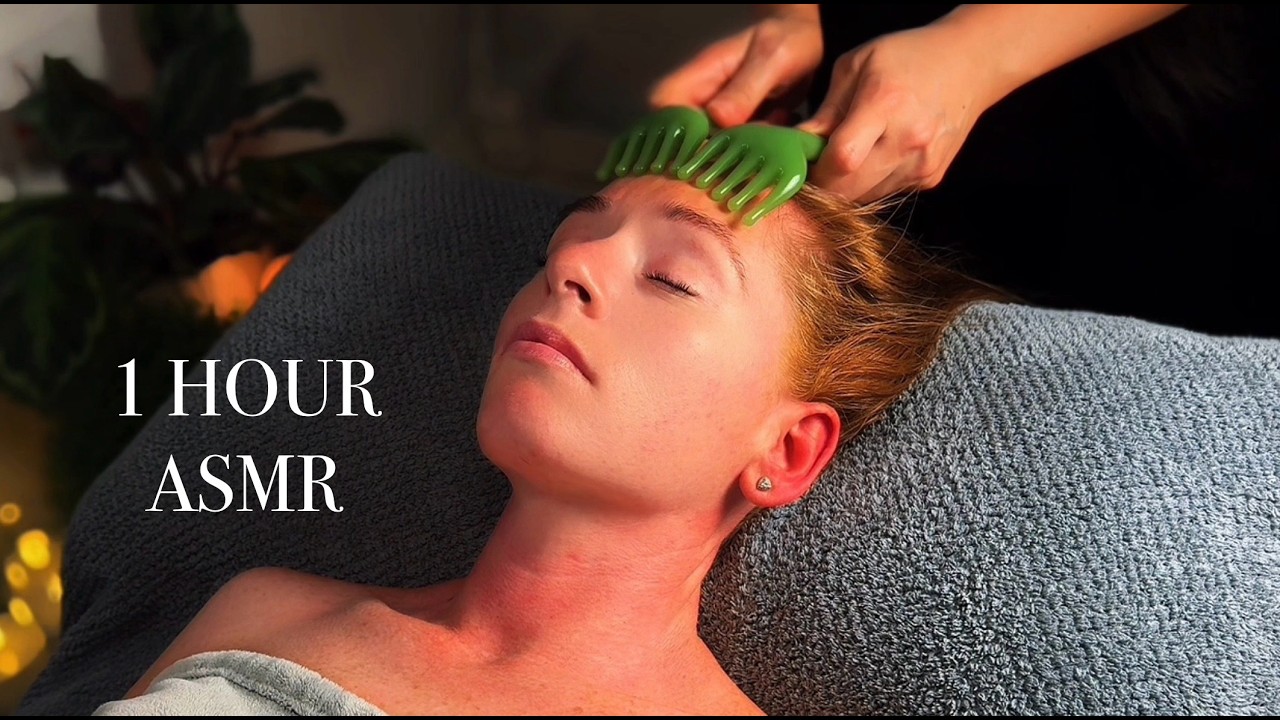 ASMR Relaxing Hair Play, Face Massage to Help You Sleep (No Talking/Rain Sounds)