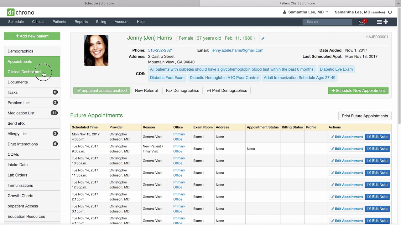 Training: DrChrono Charts and Clinical Notes | Navigating a Patient Chart