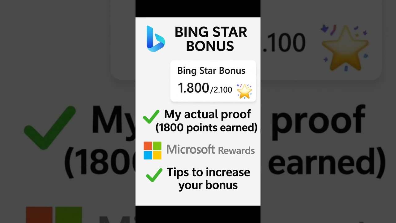 Bing STAR Bonus: I Got 1800/2100! 😲🔥 | Microsoft Rewards 2025 | Proof Inside!
