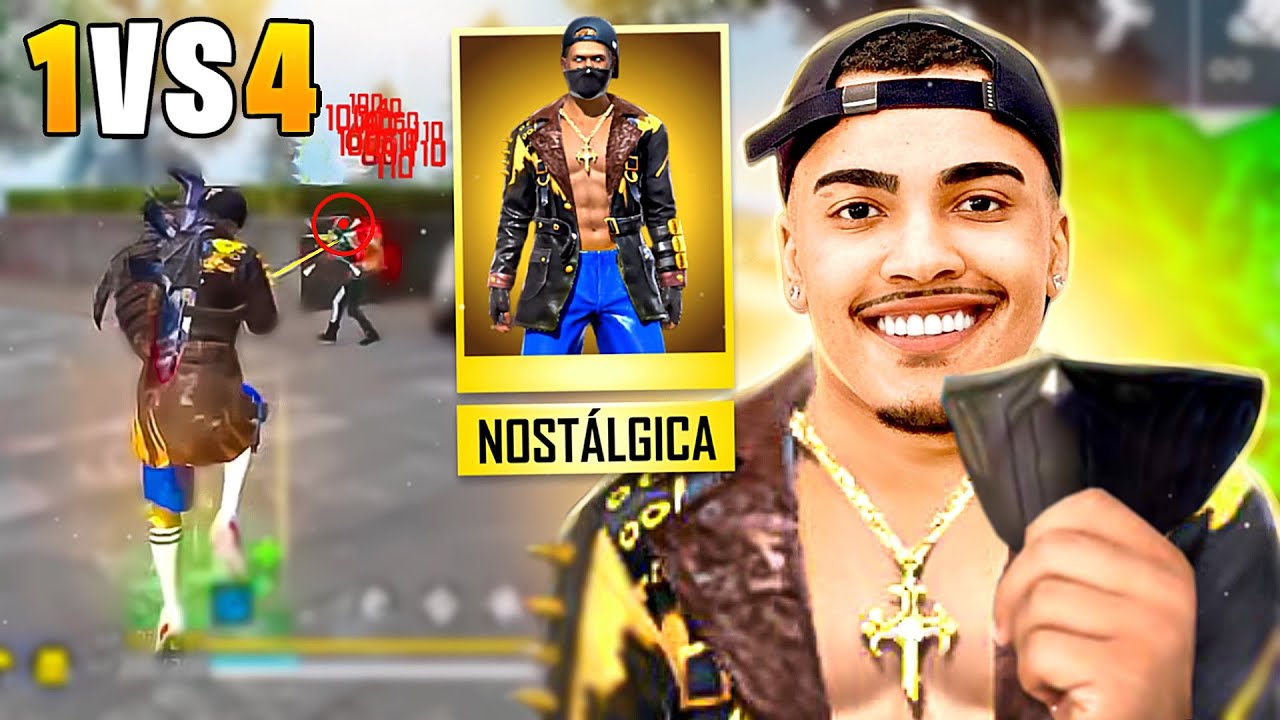 JOGUEI SOLO VS SQUAD COM A ROUPA NOSTÁLGICA DE 2019 E LIMPEI O MAPA - FREE FIRE