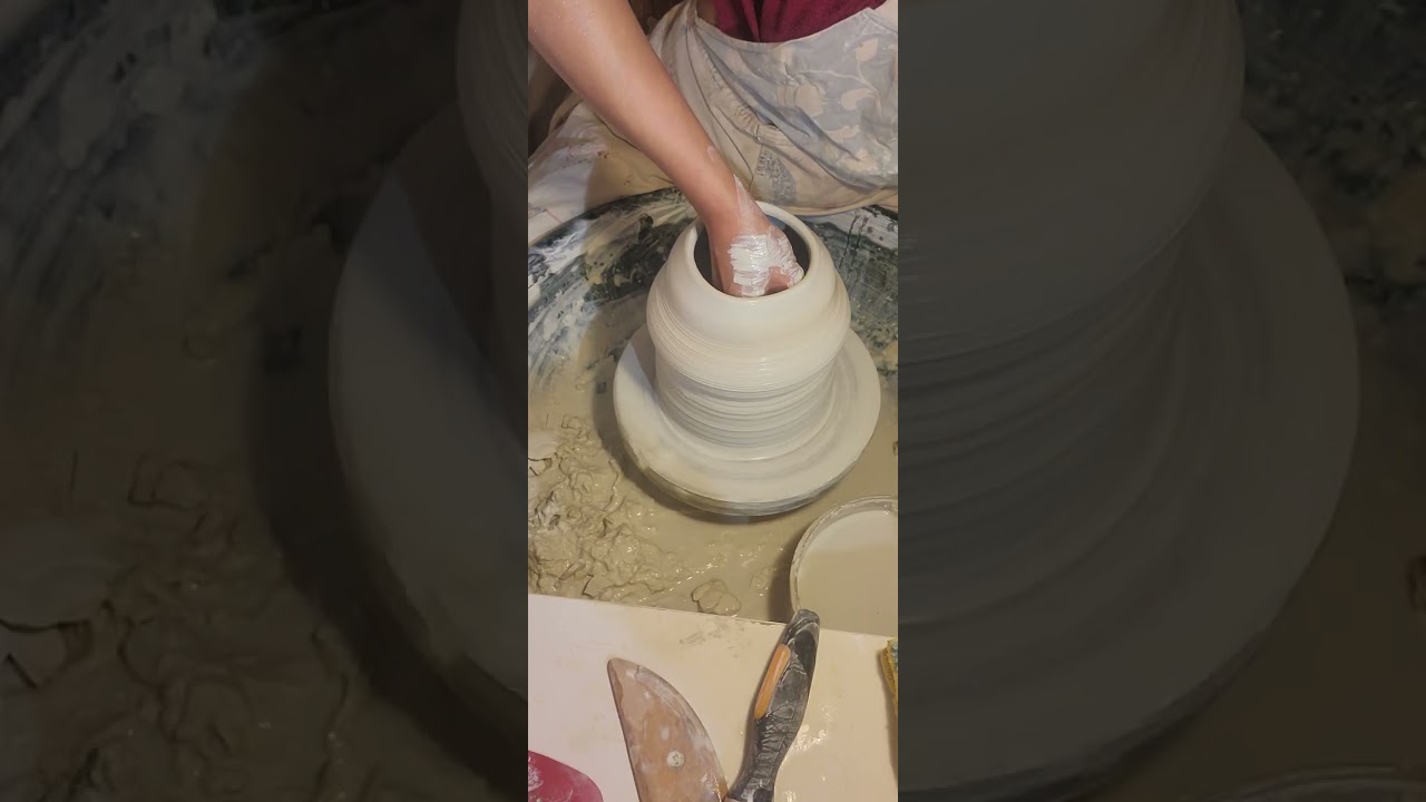 Throwing a moon jar #potter #ceramic #pottery #clay ##handmade #ceramics #potterylove 