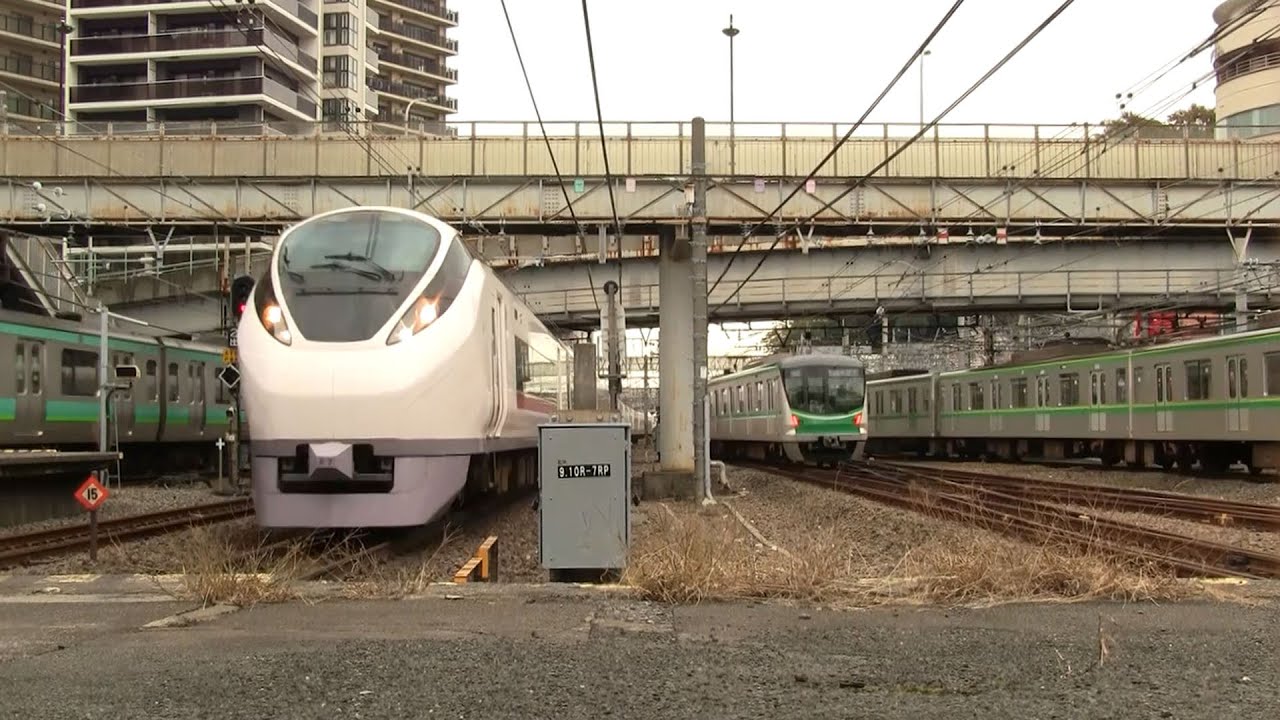 【5倍速】平日朝の常磐線･新京成線松戸駅（字幕入り）