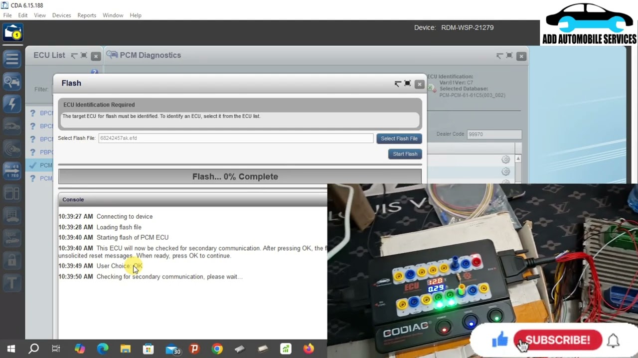 2015 Cherokee: Flashing original Flash data to the ECU with CDA6