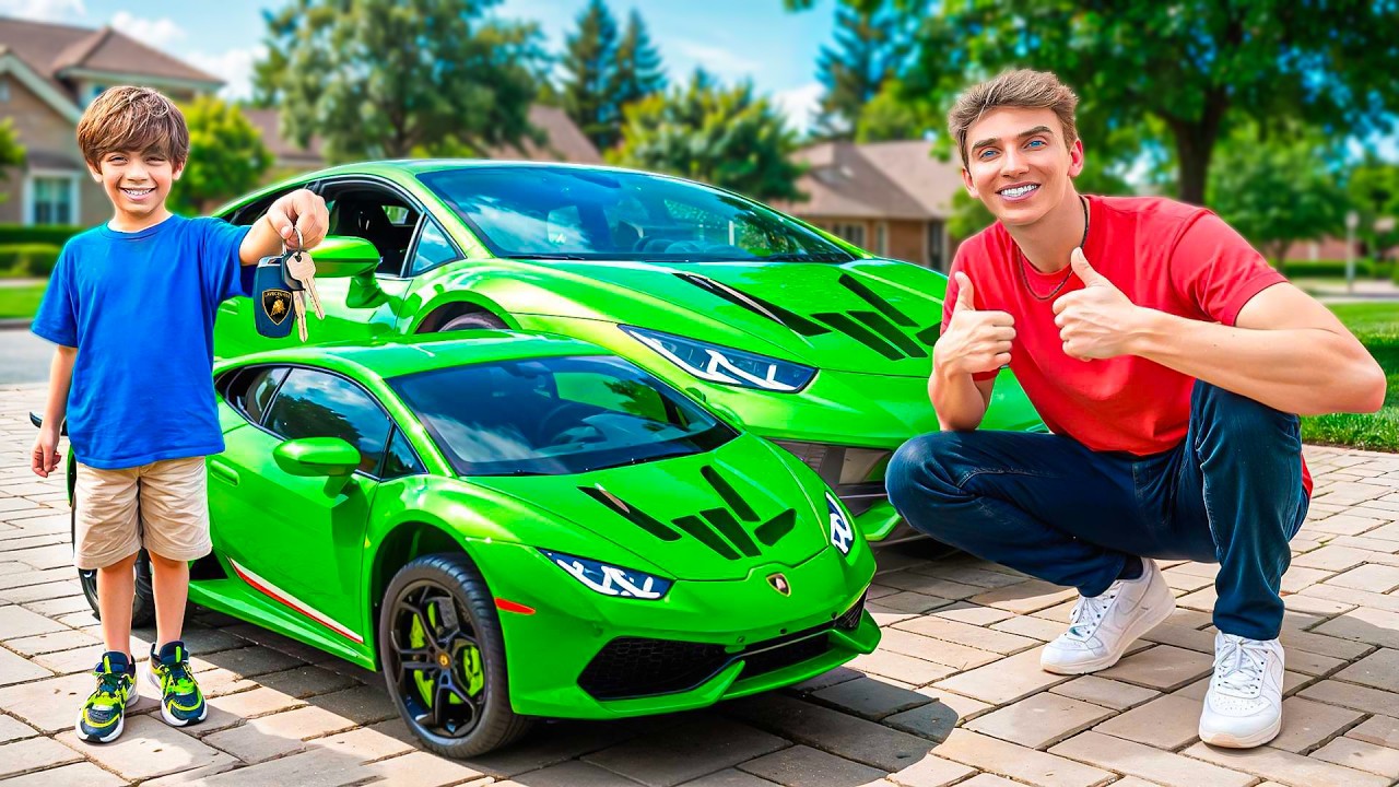 I Surprised 5 Year Old With Mini Twin Lamborghini!