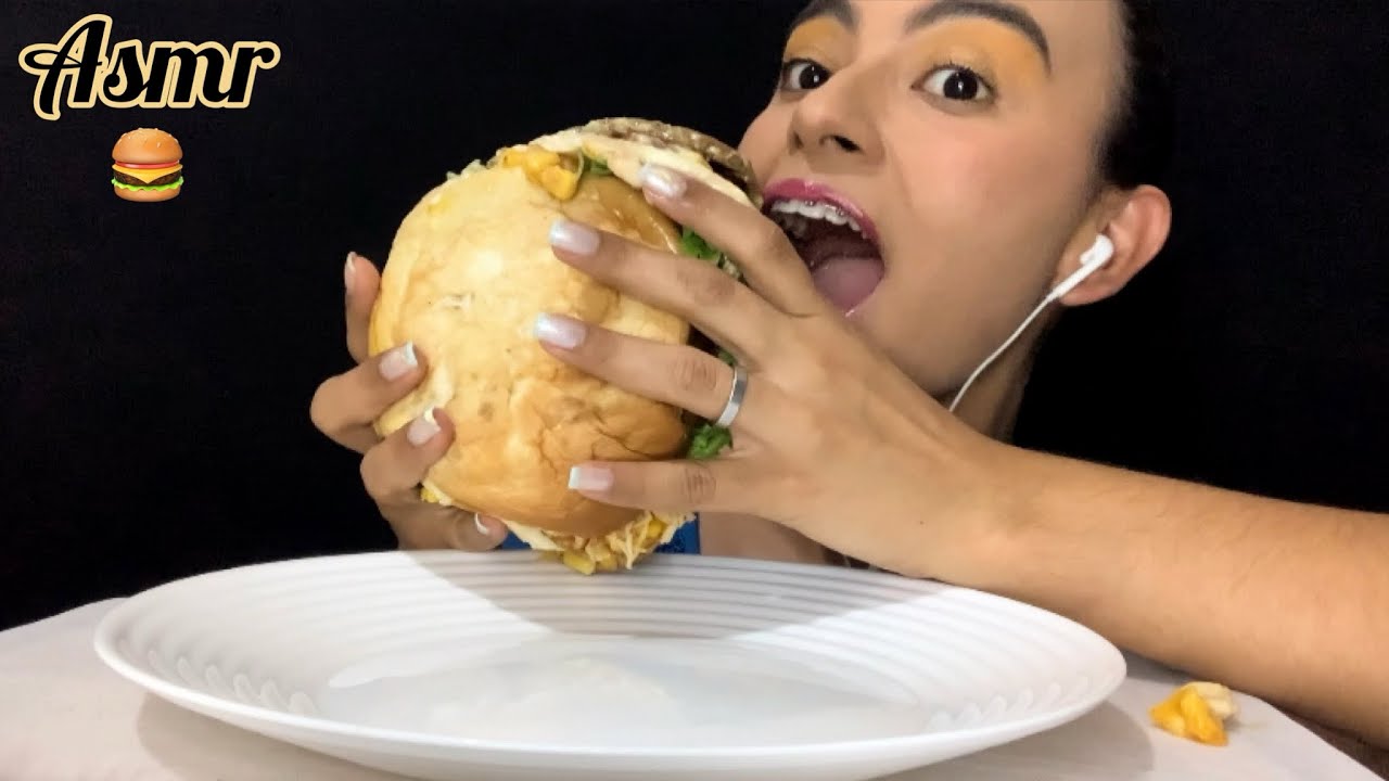 ASMR MUKBANG- COMENDO UM HAMBURGER (podrão) ENORME!! 🍔🎉