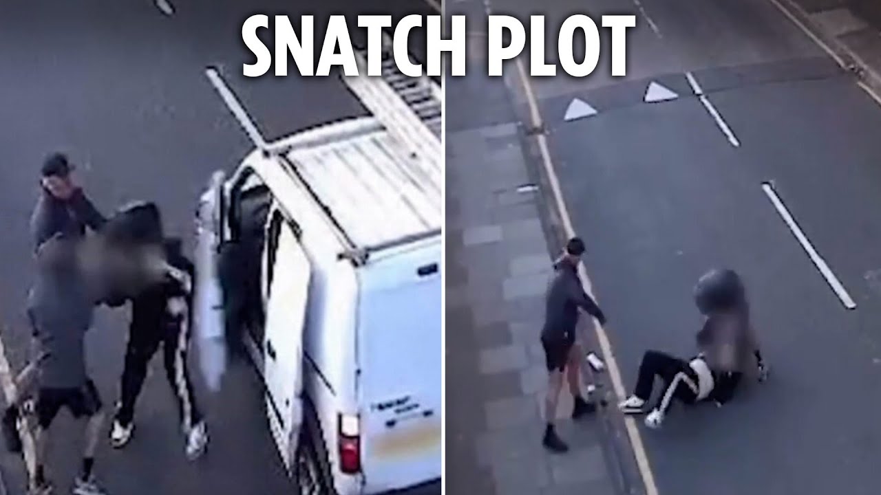 Shocking moment man escapes being bundled into white van by savage thugs in botched kidnap attempt