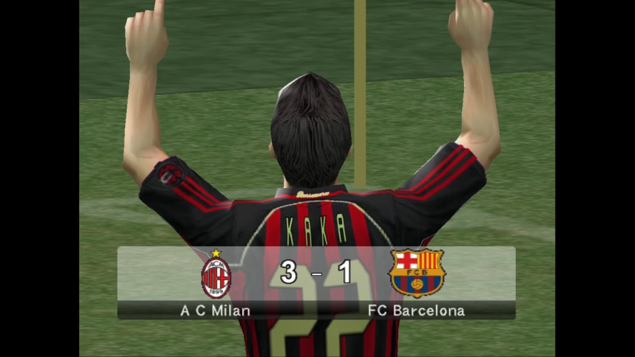 Winning Eleven 10 Ps2 Brazukas Gameplay  AC Milan vs FC Barcelona, link del juego en descripción.