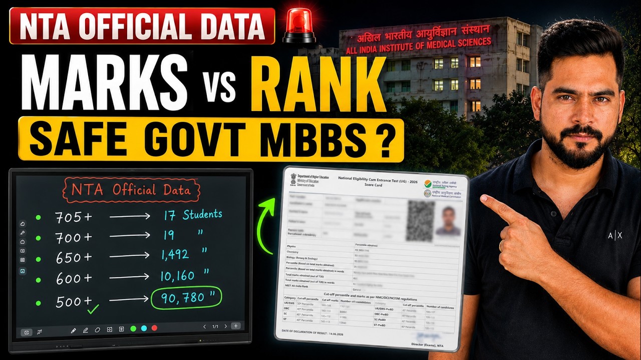 NEET 2026 : Marks vs Rank 🔥 | Official NTA Data | Govt MBBS Safe Score Marks | Sachin sir