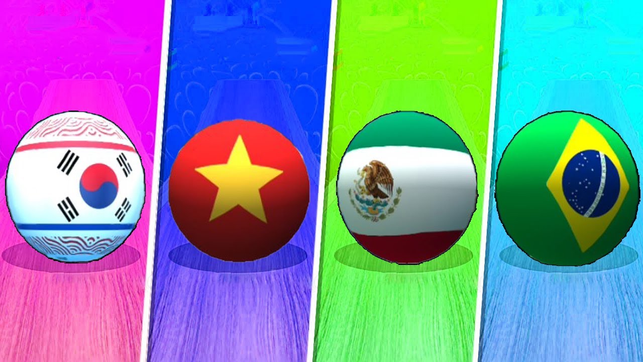 Super Rolling Balls: Brazil vs Vietnam vs Mexico vs South Korea! Fun Race 942