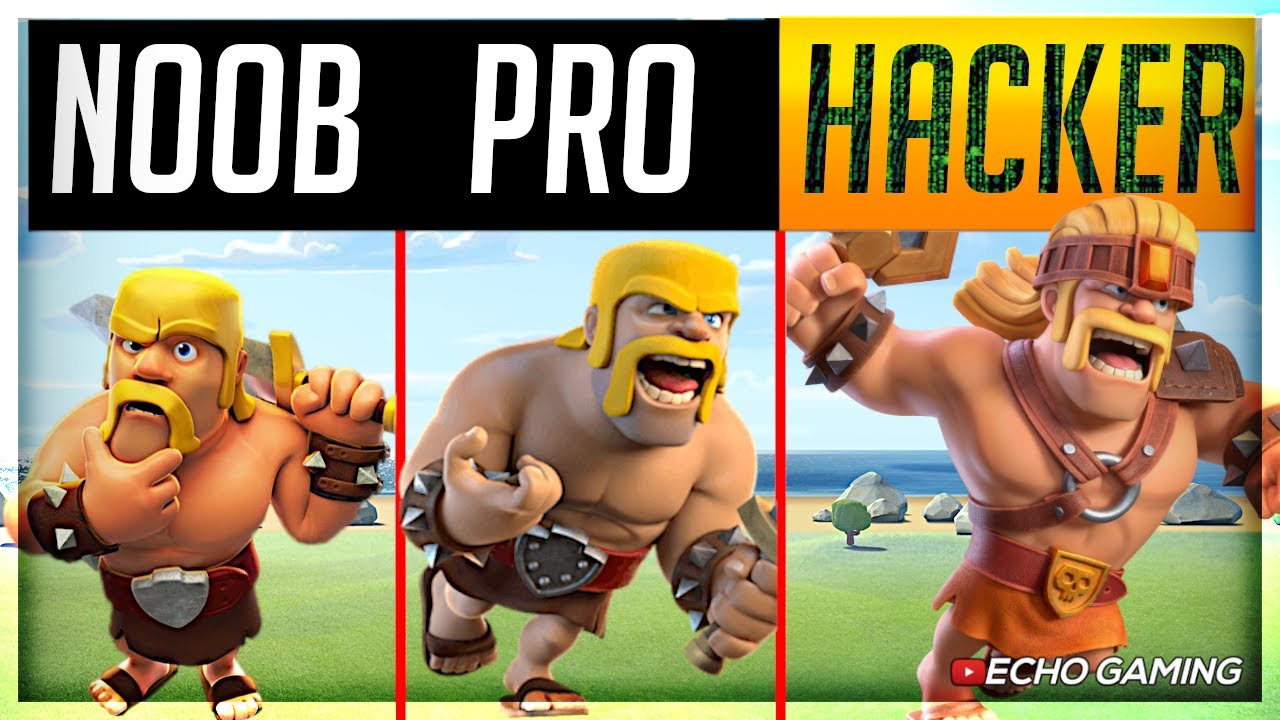NOOB vs PRO vs HACKER Clash of Clans