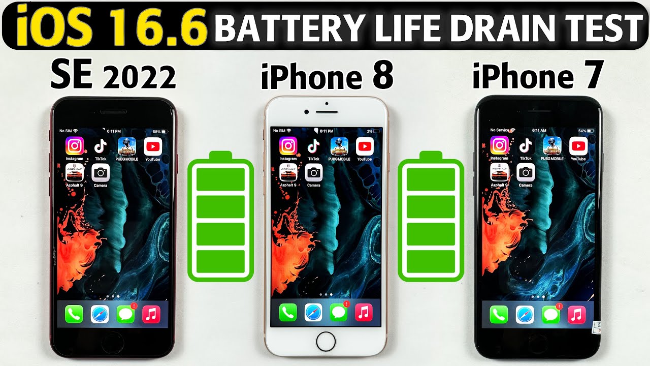 Тест на разрядку аккумулятора iOS 16.6 &mdash; сравнение аккумуляторов iPhone SE 2022, iPhone 8 и iPhon...