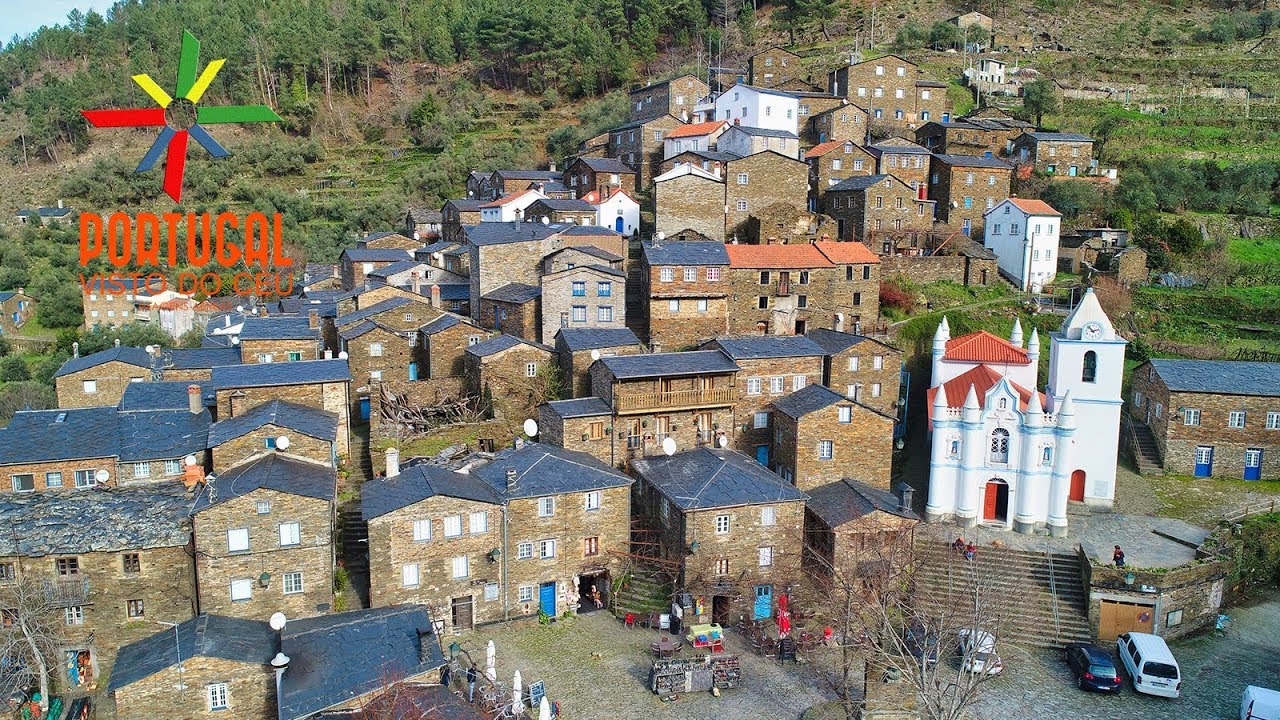 Piódão aerial view ⛰️ The schist village -  Serra do Açor - 4K UltraHD