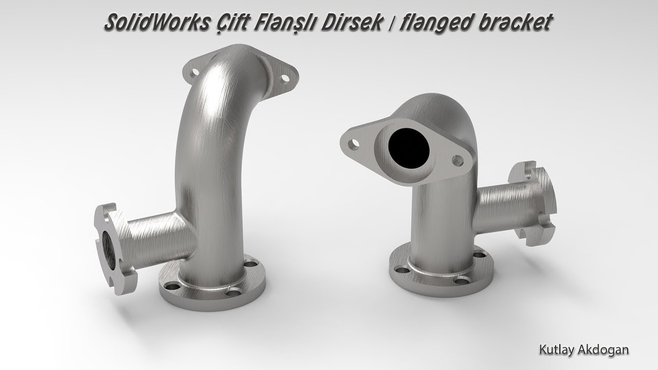 Solidworks Çift Flanşlı Dirsek /flanged bracket Çizimi