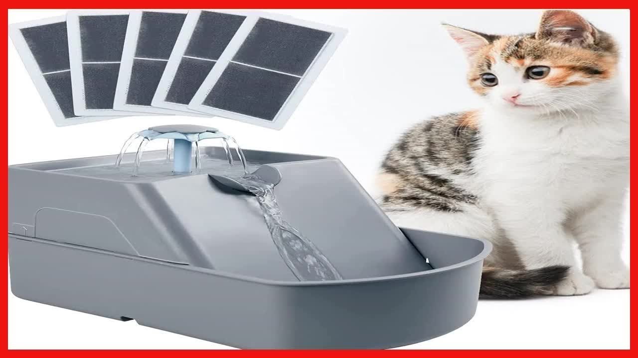 Cat Water Fountain, 90oz/2.6L Automatic Drinking Water Dispenser with 5 Washable Replacement Filter