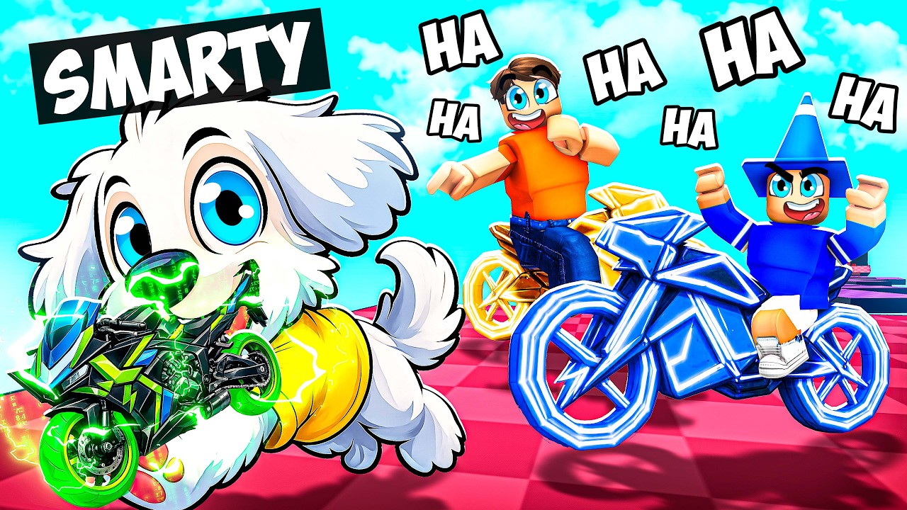 В игре Bike Obby я притворился собакой, а потом использовал летающий хакерский велосипед!
