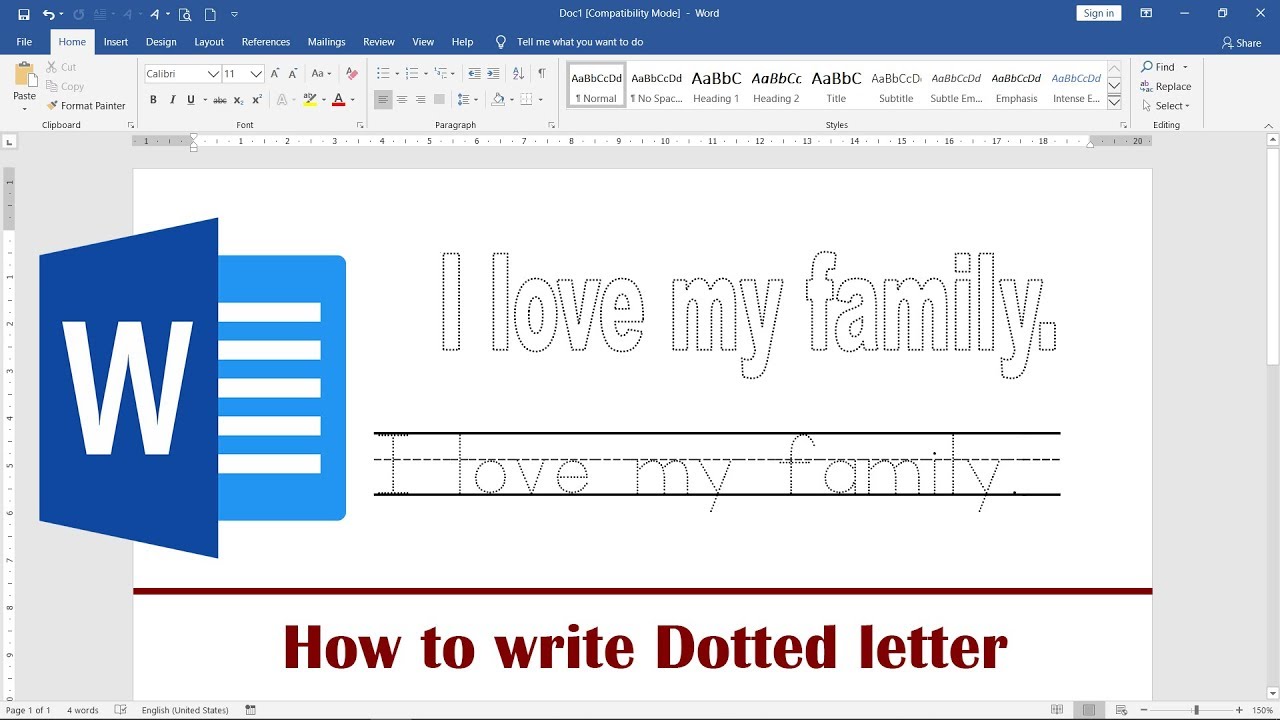 How to write Dotted letter or Trace letter