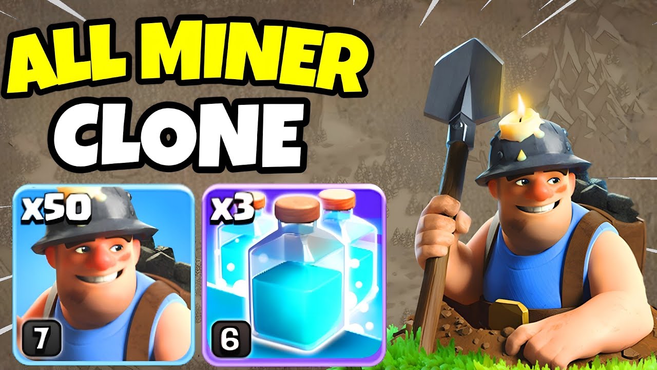 This is Crazy | 50 Miner with Clone Spell th13 attack strategy | Coc