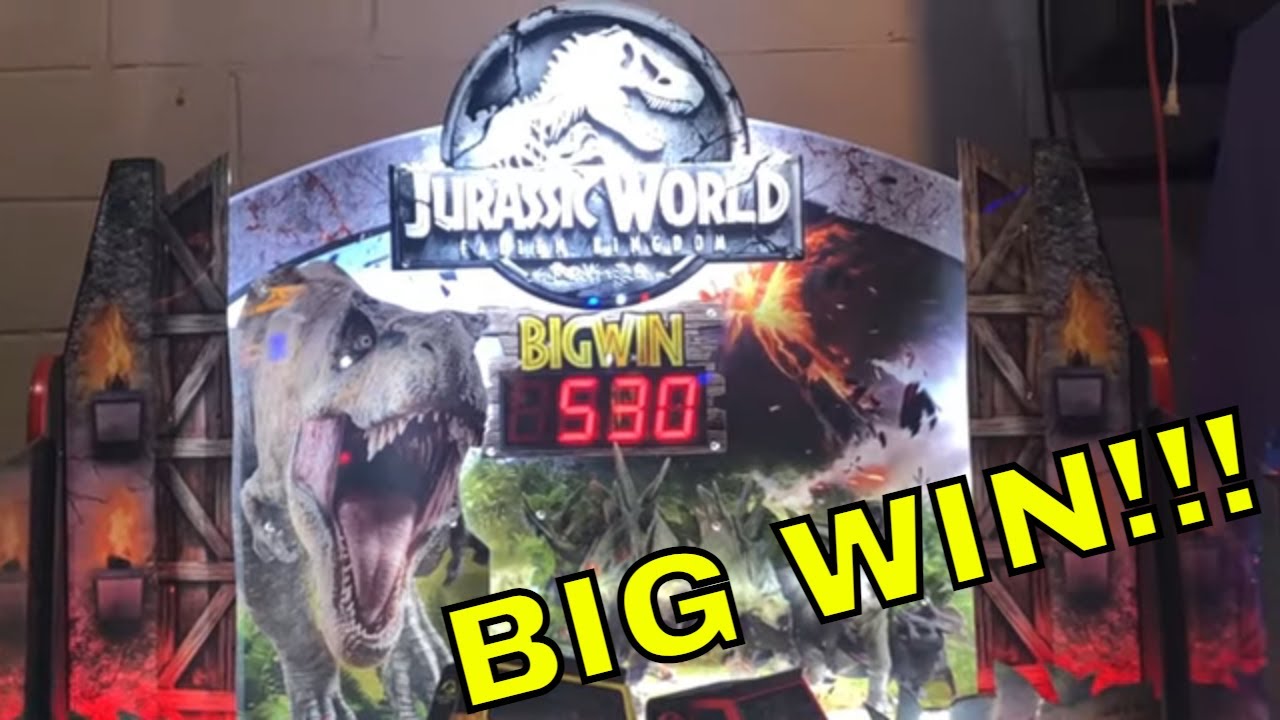 Jurassic World Fallen Kingdom Arcade Game JACKPOT BONUS Win!!
